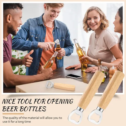 Miniatura 4 de Lounsweer Abrebotellas de vino de madera, 30 piezas, abridor de botellas de acero inoxidable, de mano, resistente, abrebotellas, sidra, grabado