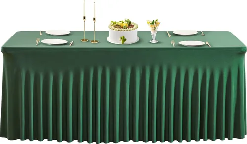 Miniatura 14 de PARTISKY - Mantel de elastano negro para mesas rectangulares de 4 pies, cubierta de mesa elástica para mesas plegables, bodas, fiestas, banquetes