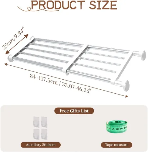Miniatura 2 de Hershii Estante expandible con sistema de armario de barra resistente, colgador de ropa ajustable para bricolaje, organizador de almacenamiento