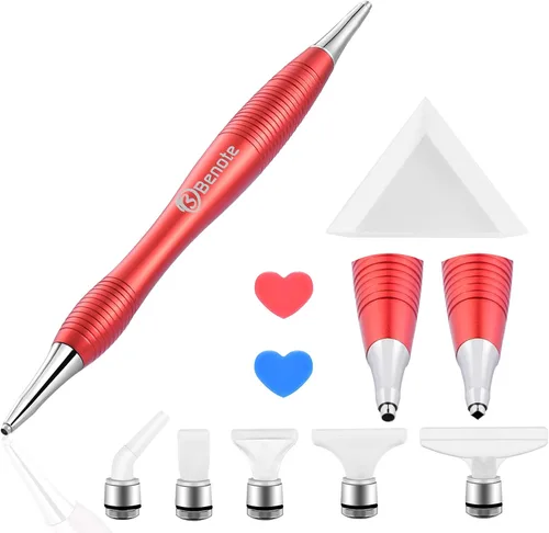 Miniatura 8 de Kits de bolígrafos de pintura de arte de diamantes de metal Benote, herramientas de bolígrafo de diamante con punta roscada, ergonómico, cuadrado