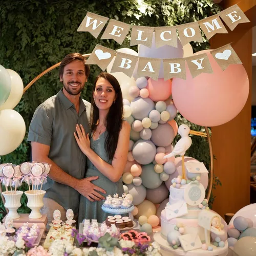 Miniatura 6 de Cartel de bienvenida para baby shower, cartel de bienvenida para bebé, cartel de revelación de género de arpillera preencordada para niños y niñas