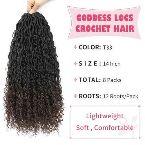 Miniatura 126 de Alicoco Goddess Locs Cabello de Ganchillo 12 Pulgadas 8 Paquetes Rastas Sintéticas de Ganchillo Para Mujeres Rastas Suaves Boho Pre-enrolladas River