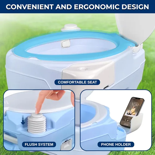 Miniatura 3 de SereneLife Inodoro portátil de 4 galones para acampar para adultos, más de 100 descargas, inodoro de campamento porta orinal con soporte