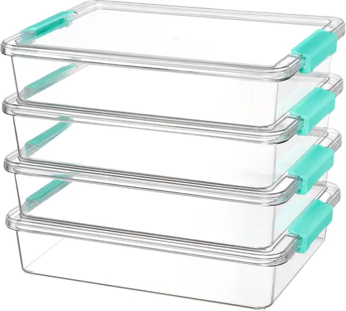 Miniatura 14 de Vtopmart Contenedores de almacenamiento de plástico de 6 cuartos con tapas, contenedores sensoriales transparentes, organizadores y almacenamiento