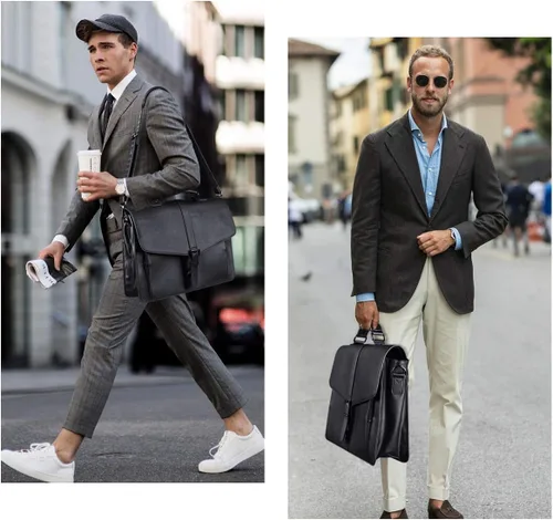Miniatura 2 de ESTARER Portafolio de cuero para hombres de 15.6 pulgadas, bolsa para computadora portátil para oficina/negocios/viajes, bolsa de hombro grande