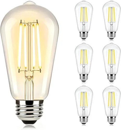 Miniatura 8 de Brightever Bombillas ámbar regulables equivalentes a 60 W, bombillas LED Edison vintage de 2200 K, 850 LM, 90+CRI, 7 W ST58 E26, bombilla LED