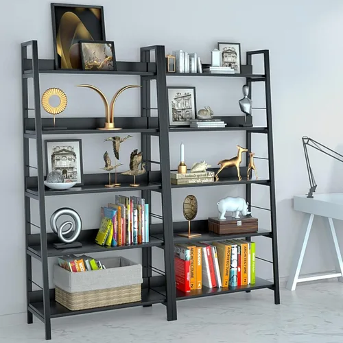 Miniatura 11 de Himimi Estantería industrial, estante de escalera grande de 5 niveles, estante de almacenamiento independiente, estantes inclinados para libros