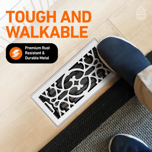 Miniatura 6 de Cubiertas de ventilación de piso 2X10 con registro de piso y trampa de malla, para calor y aire, registro de piso metálico transitable para conducto