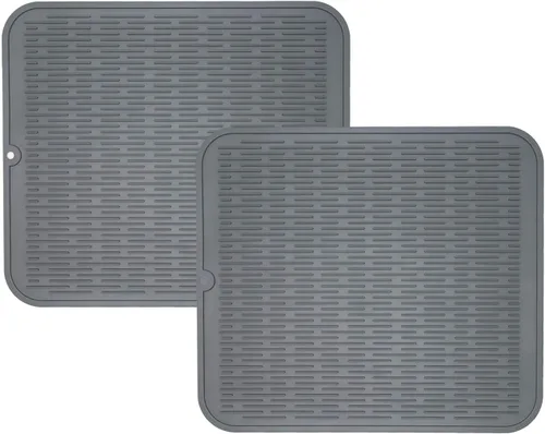 Miniatura 10 de ZLR 2 bandejas de silicona para fregadero (6 x 12 pulgadas/6.024 x 12.008 in) - Soporte estrecho para esponja para encimera de cocina - Tapete Negro