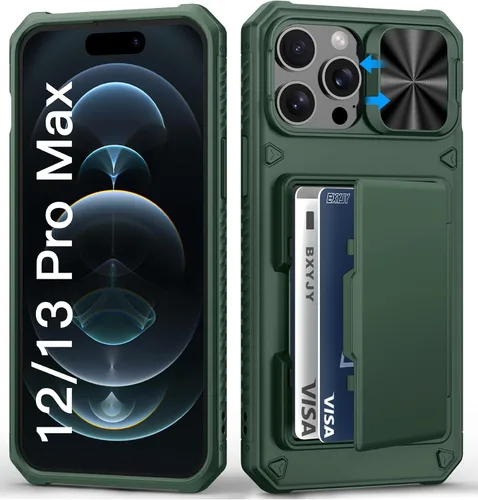 Miniatura 54 de BXYJY Funda tipo cartera para iPhone 15 Pro con tarjetero (4-5 tarjetas) y cubierta deslizante para cámara y soporte, protección contra caídas