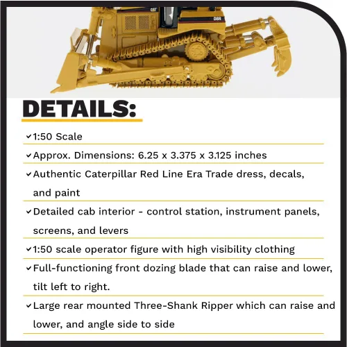 Miniatura 4 de Diecast Masters 1:50 Escala Cat D8R Bulldozer para coleccionistas, Caterpillar Track-Type Tractor Construcción Modelo Modelo Réplica, Core Classics