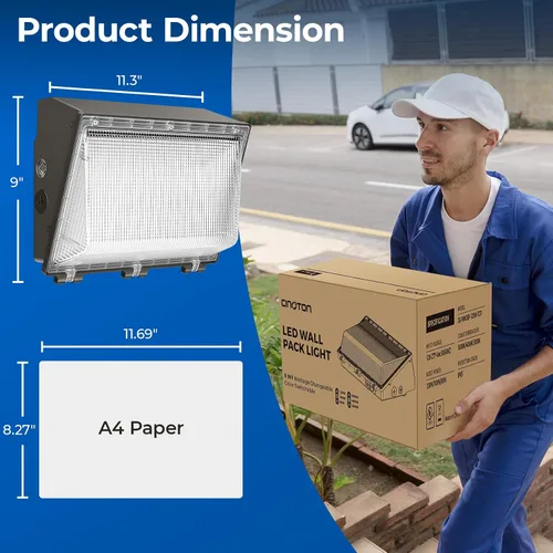 Miniatura 5 de CINOTON Paquete de luz LED conmutable de pared de 120 W/100 W/60 W con sensor de atardecer a amanecer, 3CCT 5000K/4000K/3000K, [100-277V] IP65