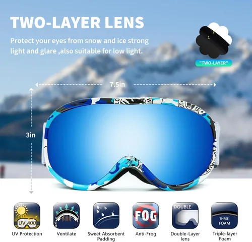 Miniatura 7 de Casco de esquí para niños pequeños y niños, casco de snowboard con gafas para actividades de nieve, ultraligero, comodidad y calidez