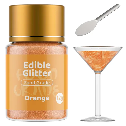 Miniatura 9 de Jelife Purpurina comestible dorada iridiscente para bebidas y cócteles, 0.44 onzas (0.42 oz) de bebida vegana brillante con purpurina metálica