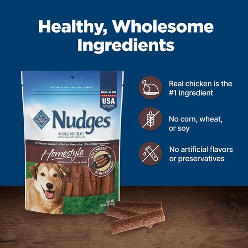 Miniatura 7 de Blue Buffalo Nudges Homestyle - Golosinas naturales para perros con pollo y cerdo, bolsa de 18 onzas