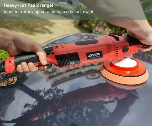 Miniatura 4 de ZOTA Pulidora rotativa, pulidora de auto de 1200W de doble torque de 6 pulgadas/7 pulgadas, pulidora de 6 velocidades variables de 1100-3050RPM