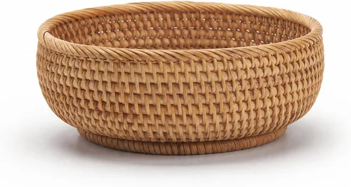Miniatura 11 de Cesta redonda pequeña de ratán de 7.9 pulgadas, cesta organizadora de mimbre, almacenamiento tejido a mano para llaves, joyas, escritorio, mesa