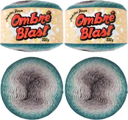Miniatura 22 de JubileeYarn Hilo Ombré Blast - 220g/pastel Algodón Peso Bebé - Cripta de Hielo - 1 Pastel 119 Cripta de hielo