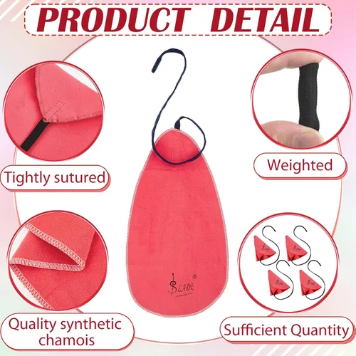 Miniatura 3 de Yinder 4 Piezas Paño de Limpieza para Clarinete Paño de Limpieza para Tubo Interior Adecuado para Flauta, Piccolo, Saxofón, Sax (Rojo)