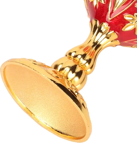 Miniatura 9 de Zerodis Cáliz dorado de aleación de zinc de 4 pulgadas de alto, diseño retro en relieve, elegante taza para banquete de fiesta (rojo dorado)