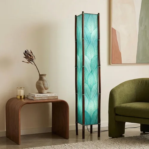 Miniatura 3 de Eangee Home Design Fortune - Lámpara de pie gigante con pantalla azul marino hecha de hojas de cacao real, 11 pulgadas de largo x 11 pulgadas