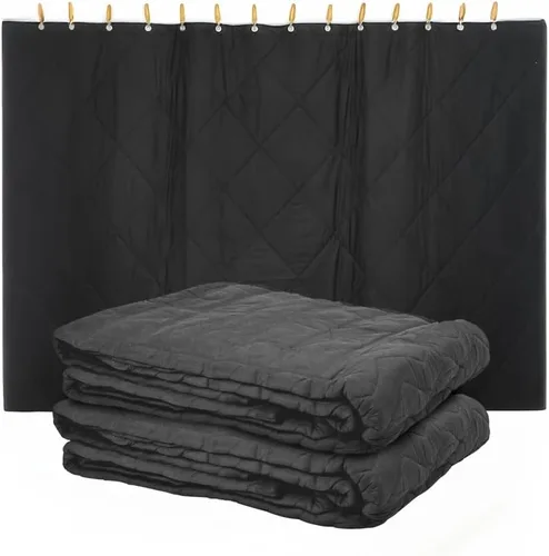 Miniatura 12 de Mytee Products Manta pequeña negra amortiguadora de sonido con ojales, 48 x 48 pulgadas, manta móvil con absorción de sonido, tejido de 1 paquete