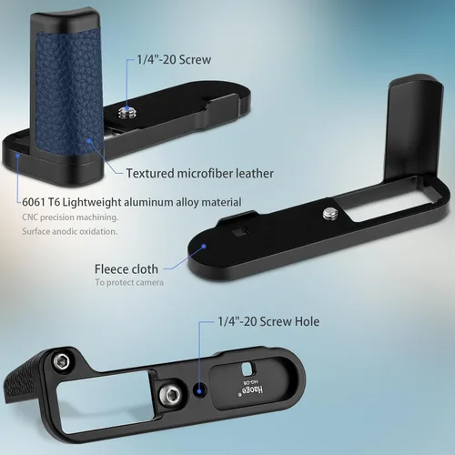 Miniatura 5 de Haoge Mango HG-D8 para Leica D-Lux 8 Cuerpo de cámara Soporte de agarre en forma de L