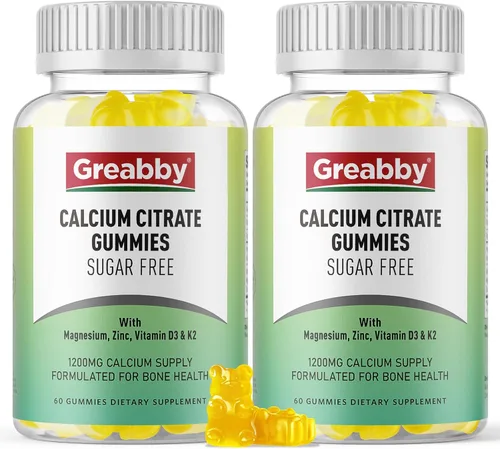 Miniatura 8 de Gomitas de citrato de calcio de 1200 mg para mujeres y niños, suplemento de calcio sin azúcar con vitamina D3, K2, magnesio, zinc, soporte óseo