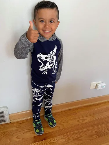 Miniatura 2 de Conjunto de sudadera con capucha de manga larga con capucha y pantalones de dinosaurio para bebés niños