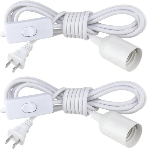 Miniatura 10 de Kit de 3 Luces Colgantes con Enchufe, E26/E27 Luces Colgantes Vintage con Cable de Enchufe, Kit de Luz Colgante Retro, Cable de 12 Pies