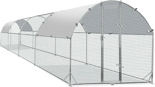 Miniatura 9 de TOLEAD Gallinero de metal grande mejorado con malla de alambre de tres soportes, corral de pollo, con cubierta resistente al agua y anti-UV, casa