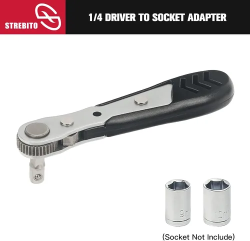 Miniatura 6 de STREBITO Mini juego de trinquete, 22 piezas destornillador de trinquete de ángulo recto de 1/4, llave de trinquete pequeña de 36 dientes para 22 en 1