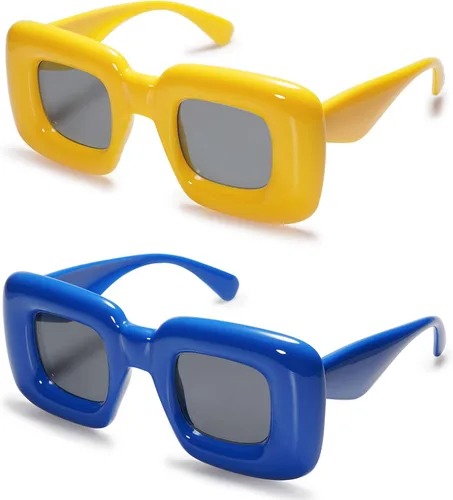 VANLINKER Lindas gafas de sol cuadradas infladas para mujeres y hombres, gafas gruesas retro con marco grueso divertido máscara sombras VL9733
