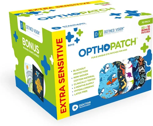 Parches para ojos para niños, diseño divertido para niños, 60+10 vendajes adhesivos extra sensibles de algodón hipoalergénico sin látex para