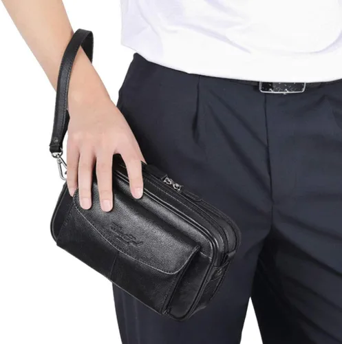 Miniatura 4 de Hebetag Cartera de cuero para hombre, organizador de muñeca