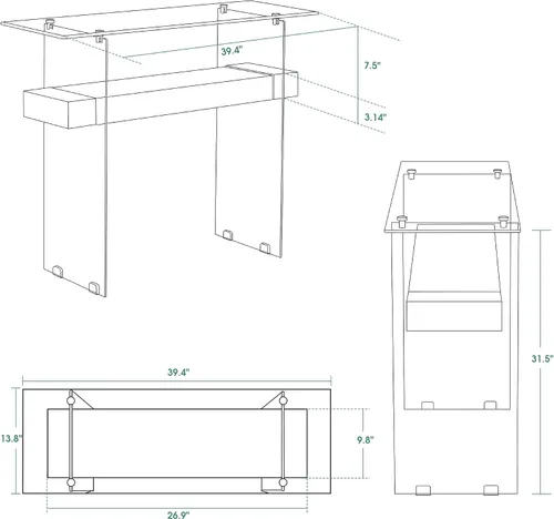 Miniatura 3 de ivinta Mesa de arrimo de cristal con almacenamiento, mesa de sofá moderna de 39.4" para sala de estar, vestíbulo, pasillo, dormitorio 5101 (Negro)