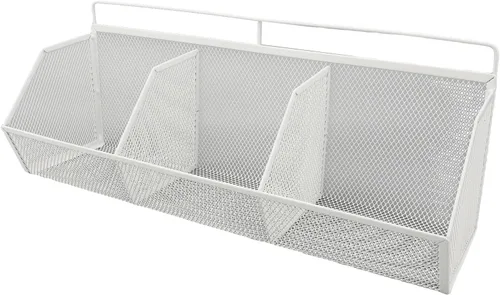 Miniatura 10 de Cesta de alambre de metal, 3 rejillas para colgar en la pared, organizador de almacenamiento de apertura inclinada para cocina, baño, lavandería