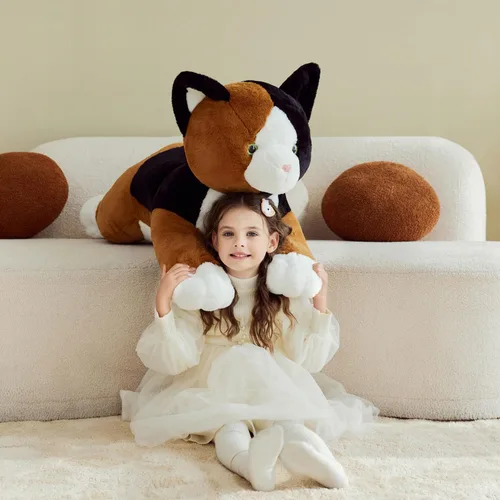 Miniatura 3 de IKASA Juguete de peluche de gato calicó gigante, juguetes suaves grandes y grandes, 30 pulgadas, tamaño enorme, lindo peluche mullido de gran