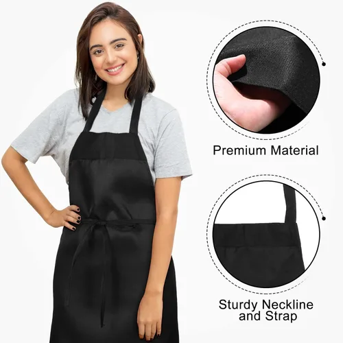 Miniatura 4 de Paquete de 24 delantales con peto, delantales unisex, sin bolsillo, lavables a máquina, delantales lisos para mujeres, hombres, cocineros, cocina
