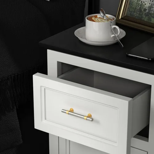 Miniatura 6 de Homdiy - Paquete de 10 tiradores de gabinete de 3–3/4 pulgadas de níquel cepillado y oro, manijas de gabinete plateadas, manijas de níquel cepillado