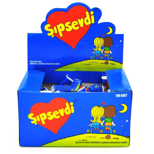Miniatura 4 de Love Is (Sipsevdi) Goma de Mascar, goma de azúcar con sabor a banana y fresa, de Love Is (Sipsevdi) 1 paquete de 100 piezas
