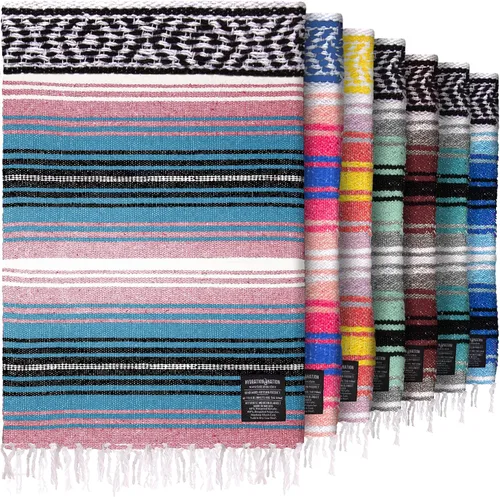Miniatura 33 de Hydration Nation Auténtica manta mexicana extra grande (70 x 50 pulgadas), yoga tejida a mano, serape, falsa artesanal, playa, campamento, picnic