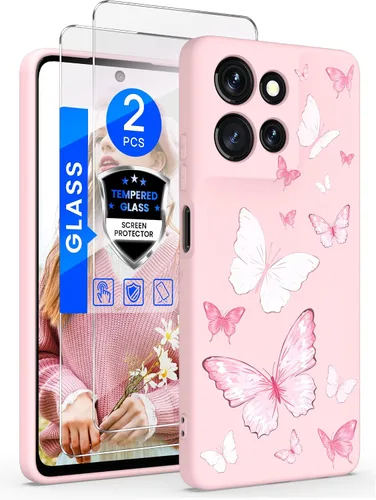 Miniatura 8 de Yucenx Funda para Motorola Moto G 5G 2024 de 6.6 pulgadas, funda de silicona líquida floral para niñas y mujeres, a prueba de golpes, antiarañazos
