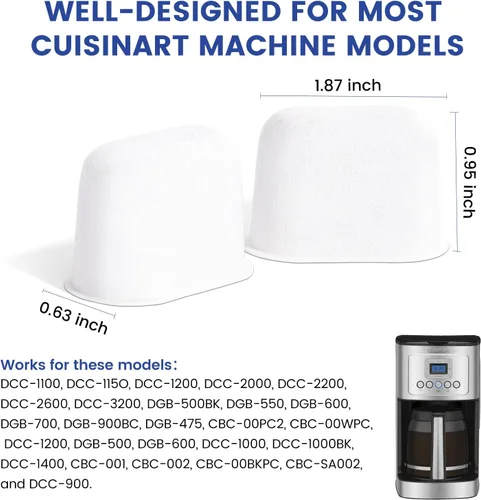 Miniatura 3 de Possiave - Paquete de 12 filtros de café compatibles con Cuisinart, filtro de agua de carbón para Cuisinart, se adapta a todas las máquinas de café