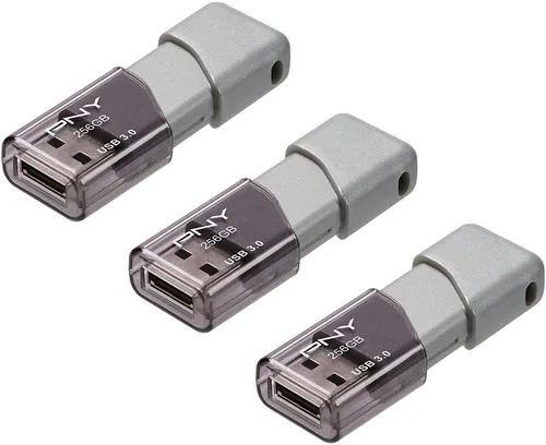 Miniatura 2 de PNY Unidad USB 3.0 Turbo Attaché 3 de 256 GB, paquete de 3 – Gris, P-FD256X3TBOP-MP, 100 MB/s, Ligera y Duradera - Almacenamiento y Transferencia