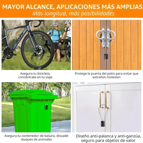 Miniatura 4 de SEPOX® Candado de Combinación de 4 Dígitos Reiniciable Versátil Twins con Cable Extremadamente Largo – Contraseña Personalizada, Cable de Acero