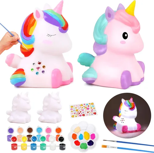 Miniatura 8 de dededa Kit de arte de luz nocturna de unicornio para pintar tu propio unicornio, artes y manualidades para niños de 4 a 8 años, regalos de 1