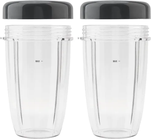 2 vasos de repuesto reutilizables de 24 onzas para licuadoras Nutribullet de 600 W / 900 W con tapa, vaso de repuesto lavable