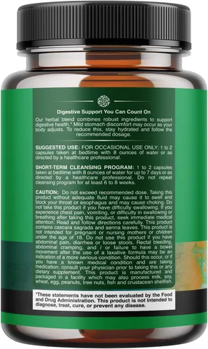 Miniatura 2 de Cápsulas laxantes herbales con probióticos – píldoras laxantes naturales para limpiar el colon y apoyar el sistema digestivo con polvo de cáscara