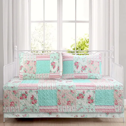 Miniatura 8 de Cozy Line Home Fashions - Juego de ropa de cama, colcha reversible con dulce estampado floral durazno y rosa claro en 3D con parches reales 100 %
